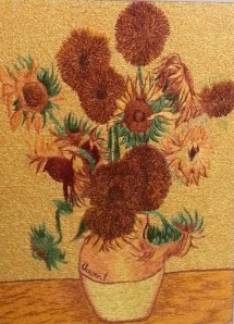 刺繡畫  作品: 向日葵 作品原創人: 梵谷